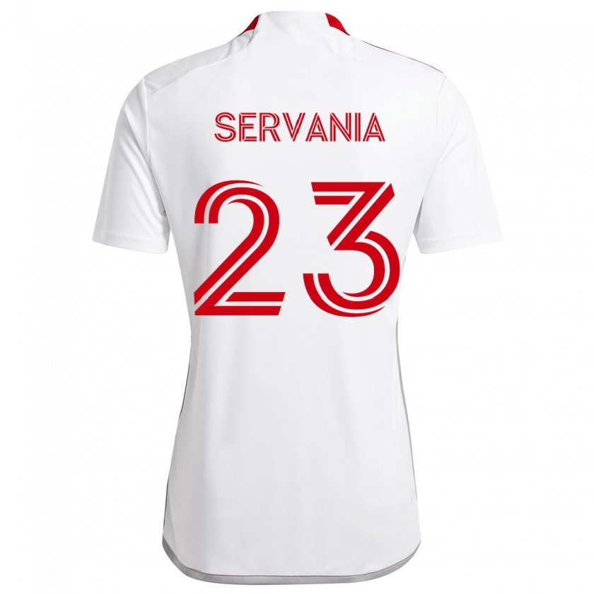 Kandiny Niño Camiseta Brandon Servania #23 Blanco Rojo 2ª Equipación 2024/25 La Camisa Chile