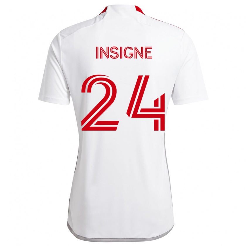 Kandiny Niño Camiseta Lorenzo Insigne #24 Blanco Rojo 2ª Equipación 2024/25 La Camisa Chile