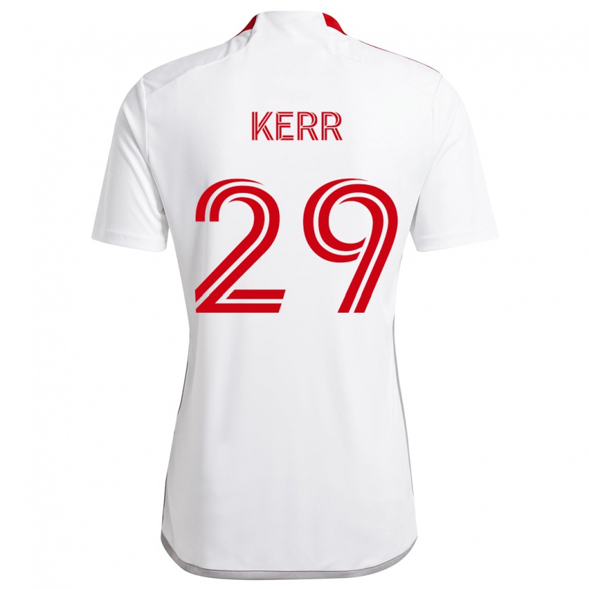 Kandiny Niño Camiseta Deandre Kerr #29 Blanco Rojo 2ª Equipación 2024/25 La Camisa Chile