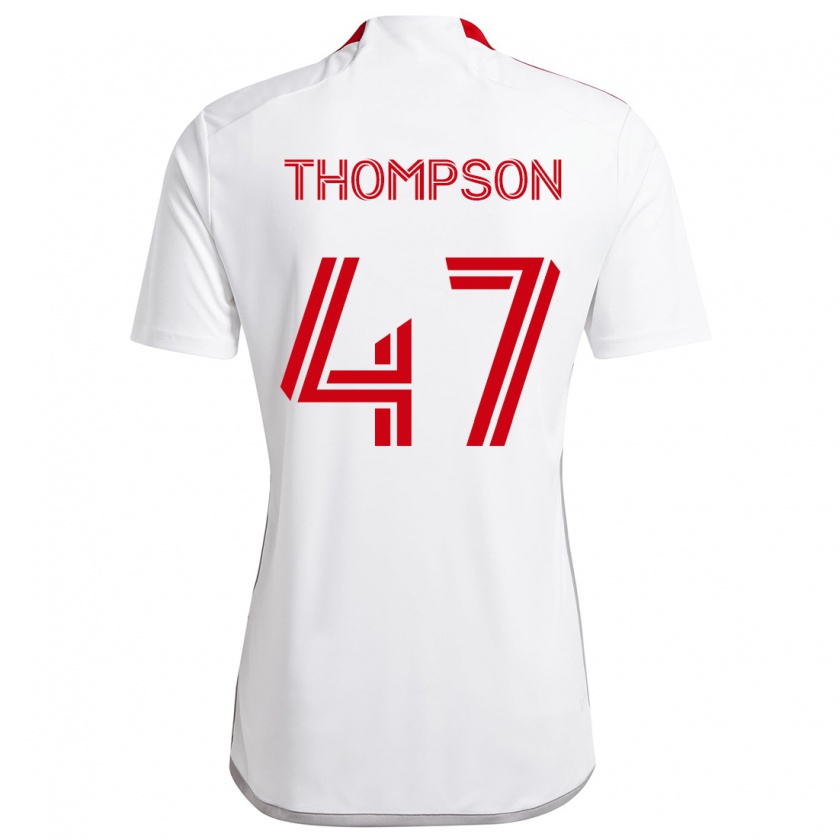 Kandiny Niño Camiseta Kosi Thompson #47 Blanco Rojo 2ª Equipación 2024/25 La Camisa Chile