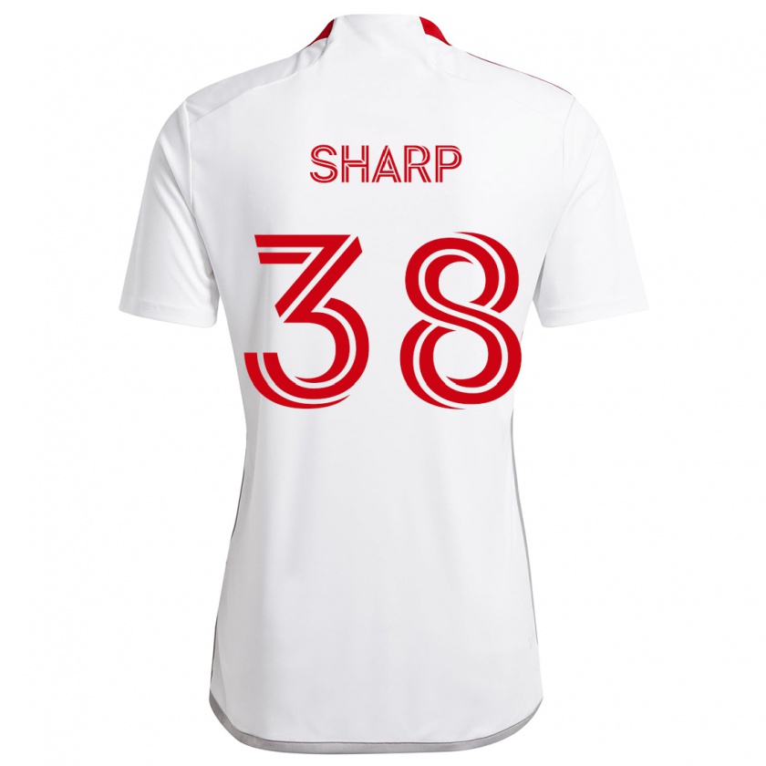 Kandiny Niño Camiseta Charlie Sharp #38 Blanco Rojo 2ª Equipación 2024/25 La Camisa Chile