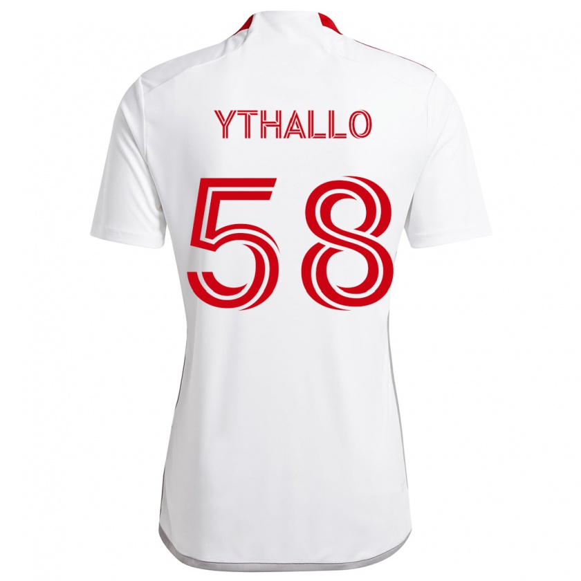 Kandiny Niño Camiseta Ythallo #58 Blanco Rojo 2ª Equipación 2024/25 La Camisa Chile