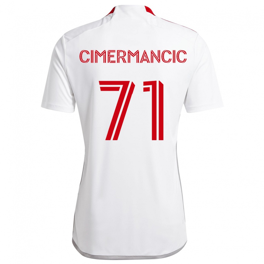 Kandiny Niño Camiseta Markus Cimermancic #71 Blanco Rojo 2ª Equipación 2024/25 La Camisa Chile