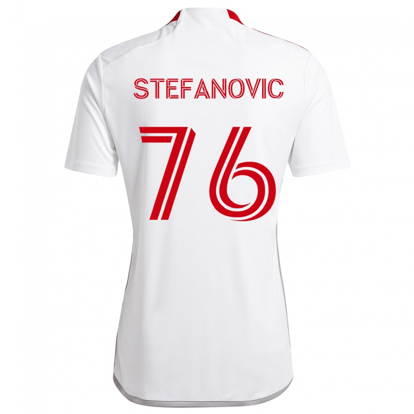 Kandiny Niño Camiseta Lazar Stefanovic #76 Blanco Rojo 2ª Equipación 2024/25 La Camisa Chile