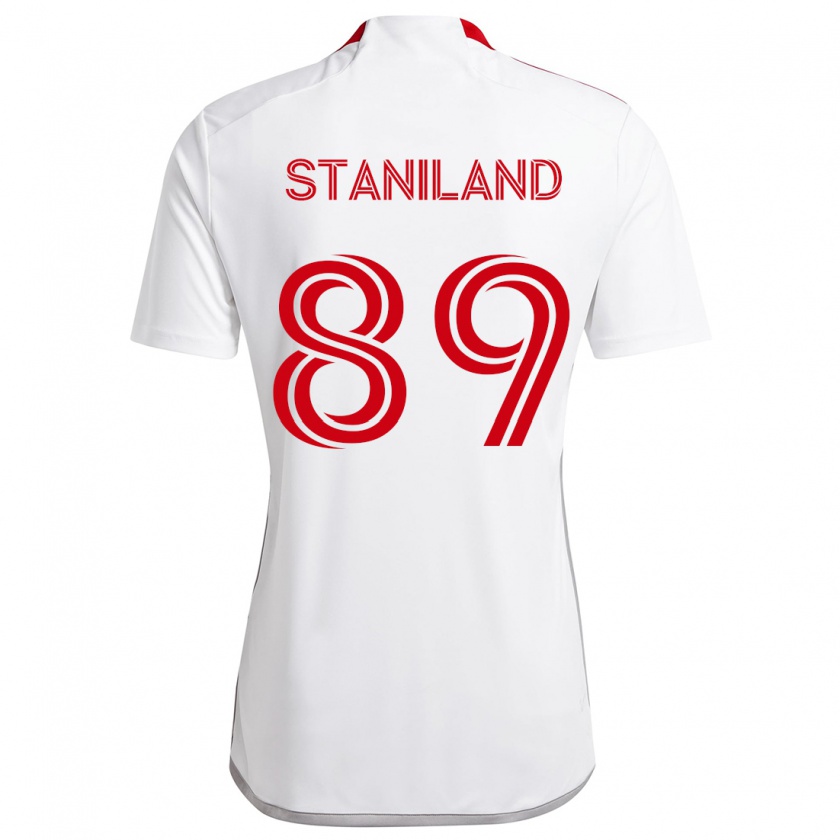 Kandiny Niño Camiseta Charlie Staniland #89 Blanco Rojo 2ª Equipación 2024/25 La Camisa Chile