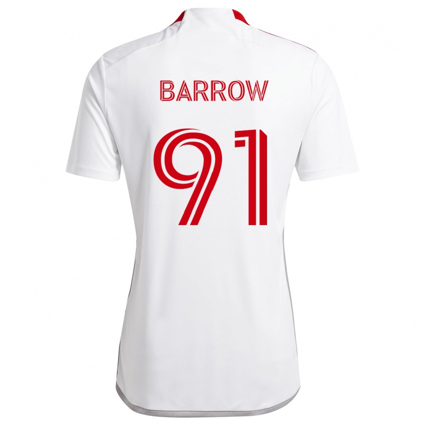 Kandiny Niño Camiseta Dékwon Barrow #91 Blanco Rojo 2ª Equipación 2024/25 La Camisa Chile