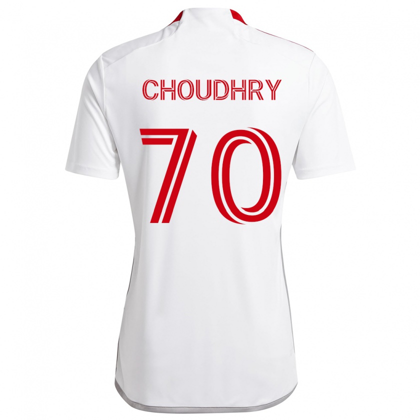 Kandiny Niño Camiseta Benjamin Choudhry #70 Blanco Rojo 2ª Equipación 2024/25 La Camisa Chile