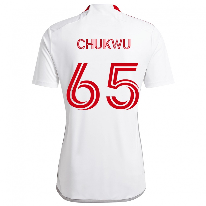 Kandiny Niño Camiseta Joses Chukwu #65 Blanco Rojo 2ª Equipación 2024/25 La Camisa Chile