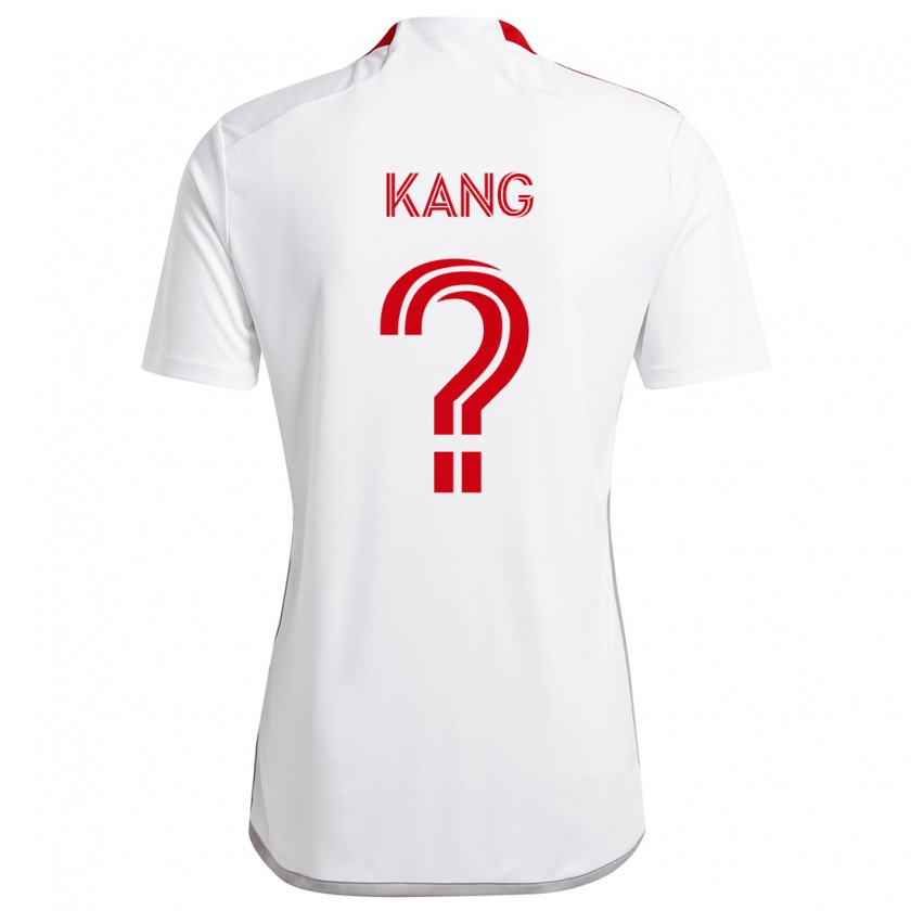 Kandiny Niño Camiseta Ethan Kang #0 Blanco Rojo 2ª Equipación 2024/25 La Camisa Chile