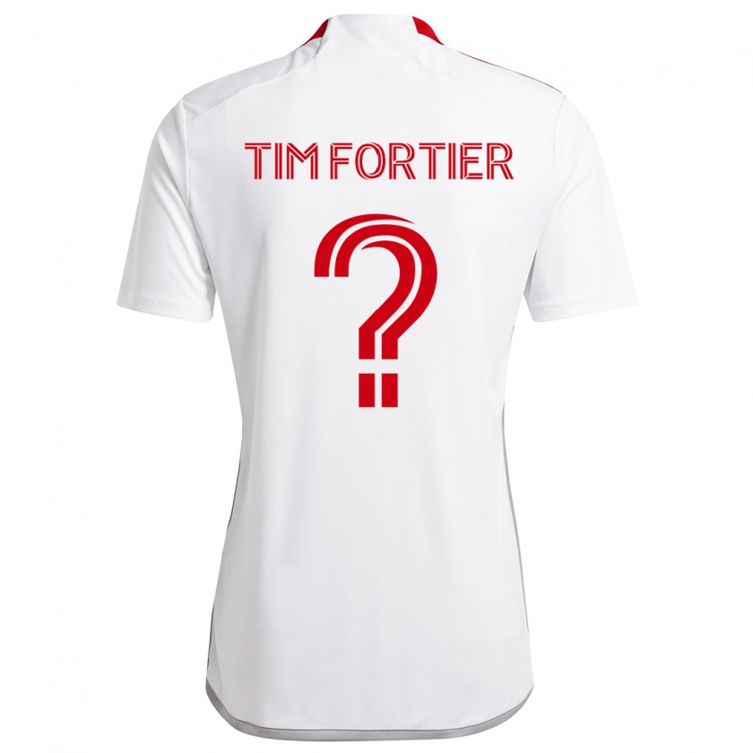 Kandiny Niño Camiseta Tim Fortier #0 Blanco Rojo 2ª Equipación 2024/25 La Camisa Chile