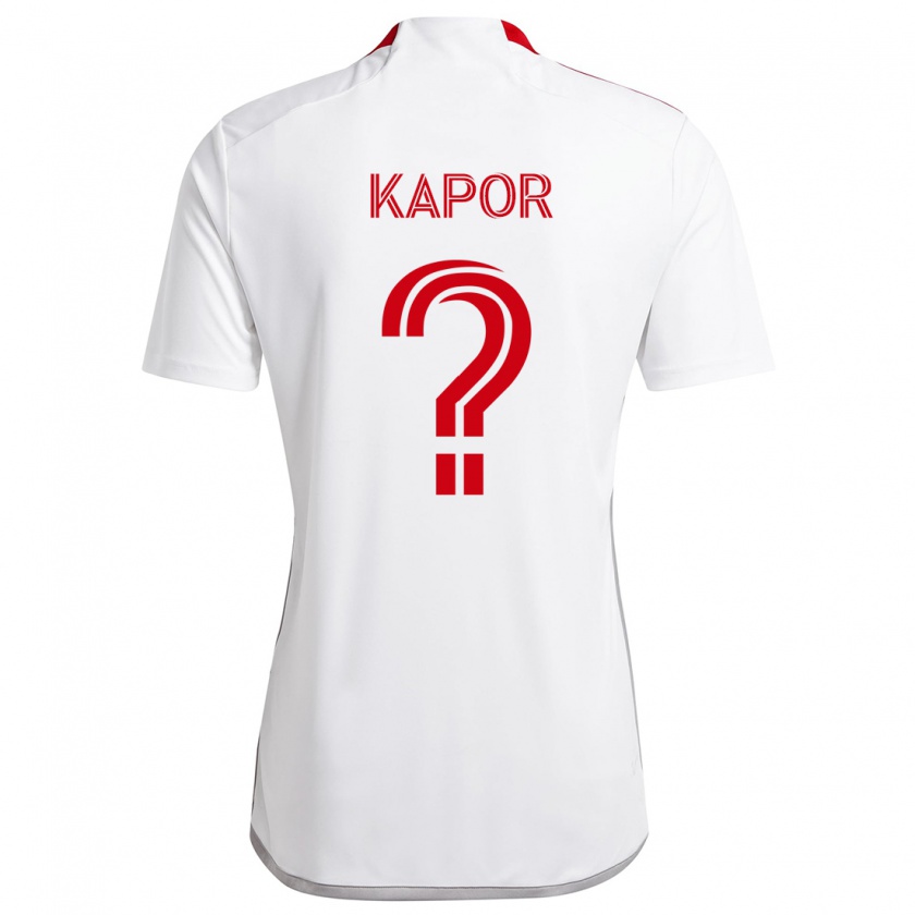 Kandiny Niño Camiseta Stefan Kapor #0 Blanco Rojo 2ª Equipación 2024/25 La Camisa Chile