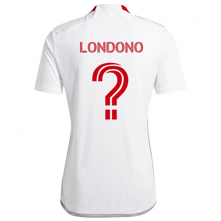 Kandiny Niño Camiseta Tyler Londono #0 Blanco Rojo 2ª Equipación 2024/25 La Camisa Chile