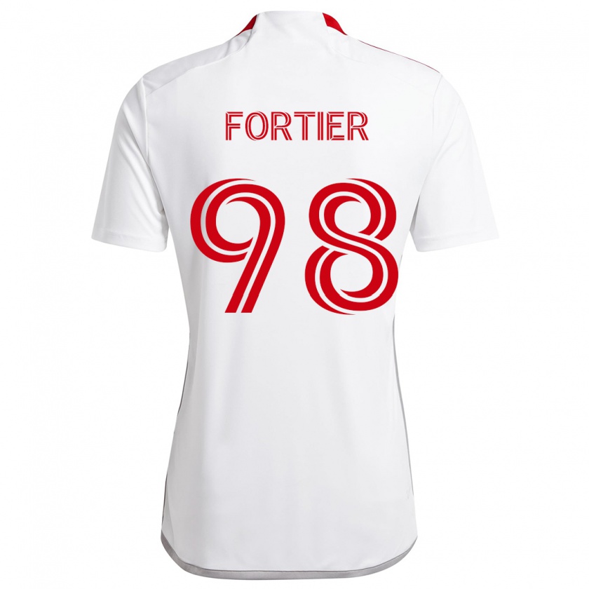 Kandiny Niño Camiseta Kristjan Fortier #98 Blanco Rojo 2ª Equipación 2024/25 La Camisa Chile