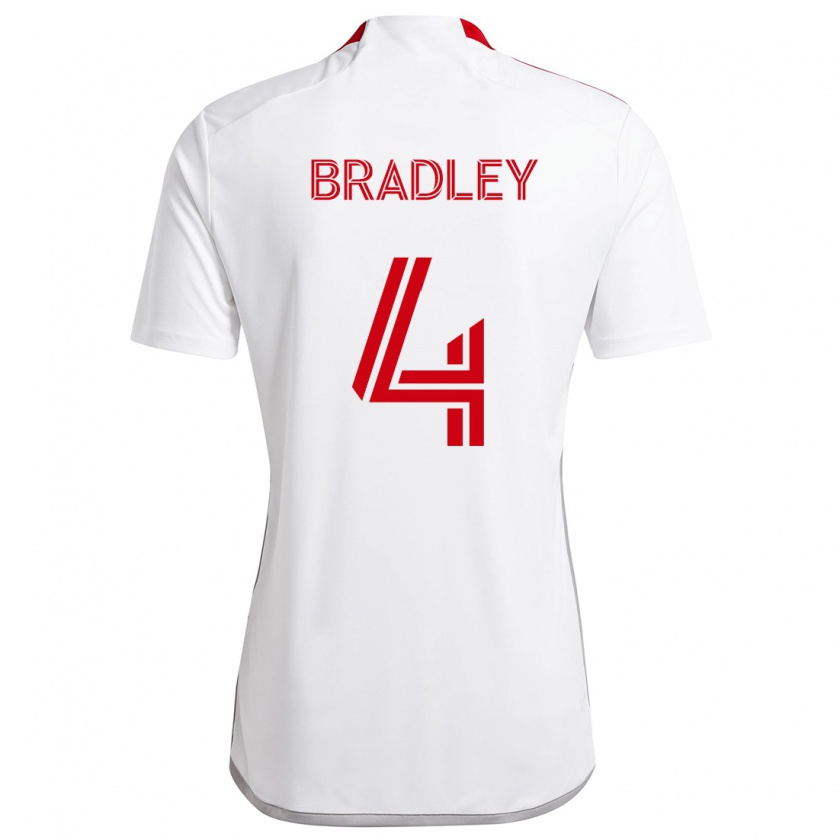 Kandiny Niño Camiseta Michael Bradley #4 Blanco Rojo 2ª Equipación 2024/25 La Camisa Chile