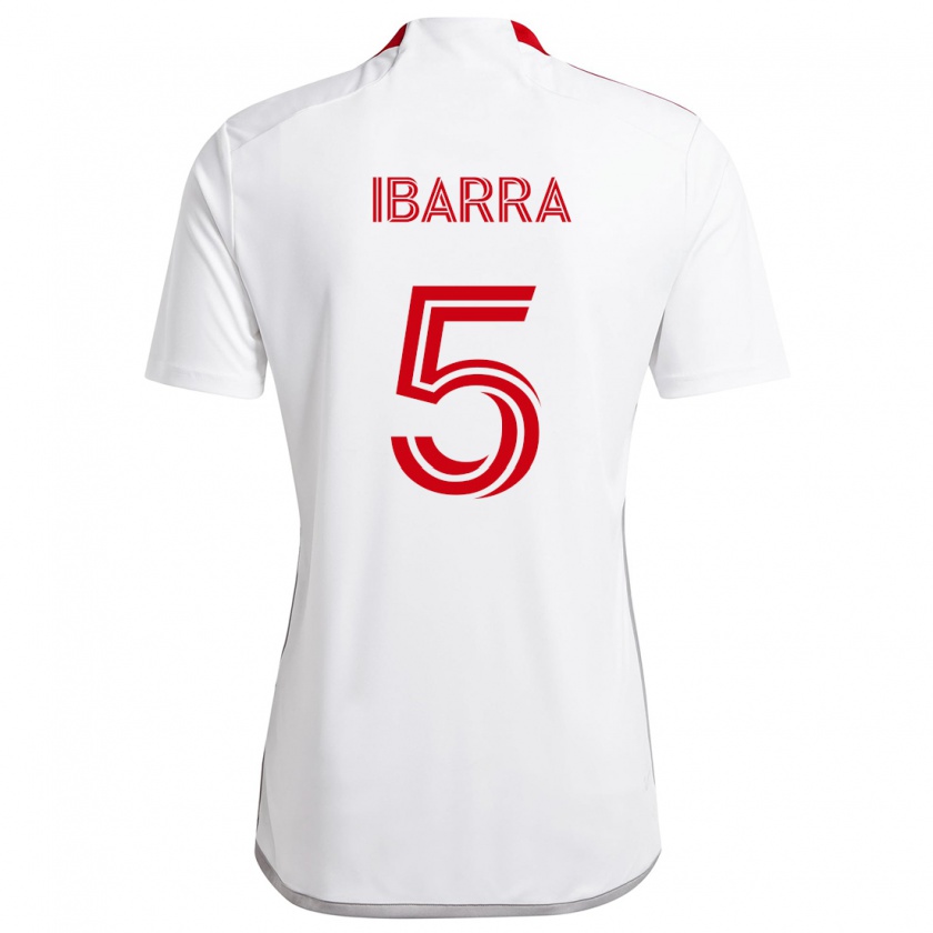 Kandiny Niño Camiseta Franco Ibarra #5 Blanco Rojo 2ª Equipación 2024/25 La Camisa Chile