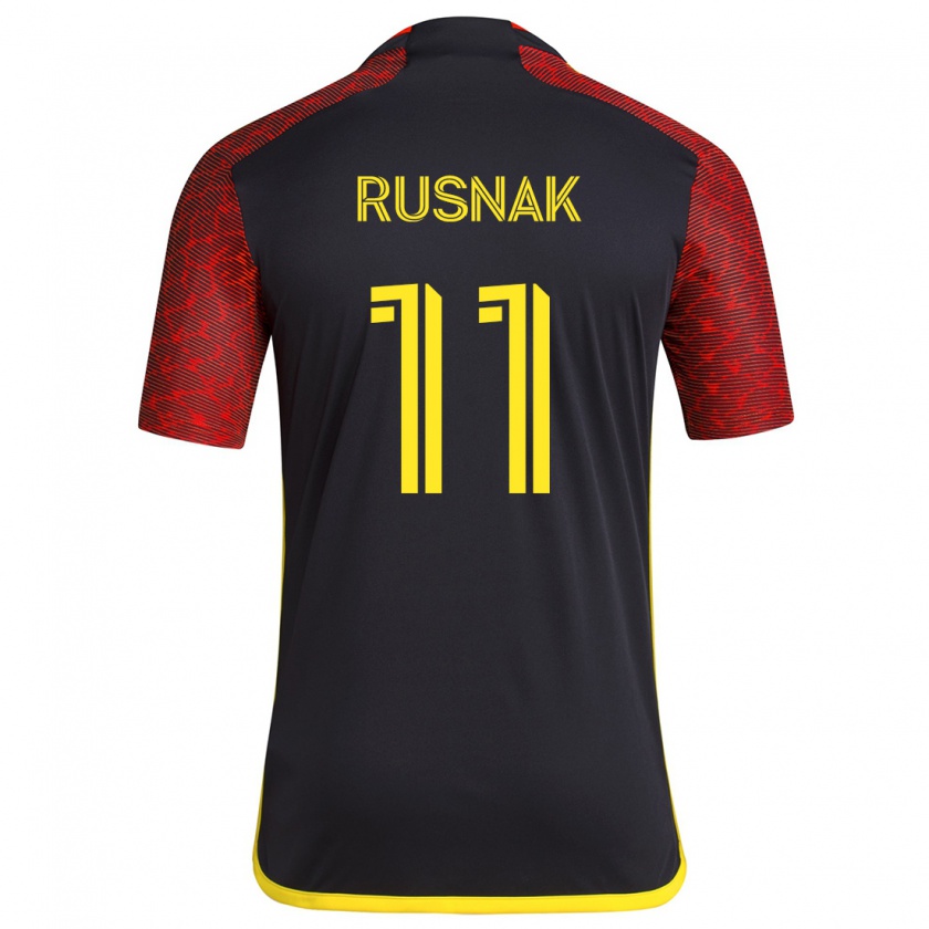 Kandiny Niño Camiseta Albert Rusnák #11 Negro Rojo 2ª Equipación 2024/25 La Camisa Chile