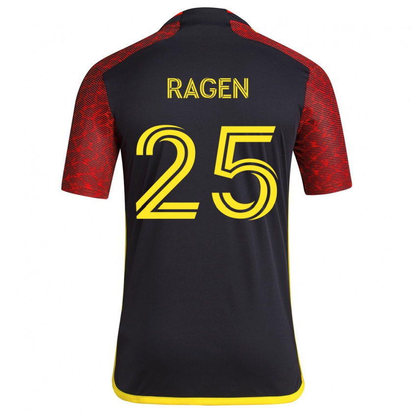 Kandiny Niño Camiseta Jackson Ragen #25 Negro Rojo 2ª Equipación 2024/25 La Camisa Chile