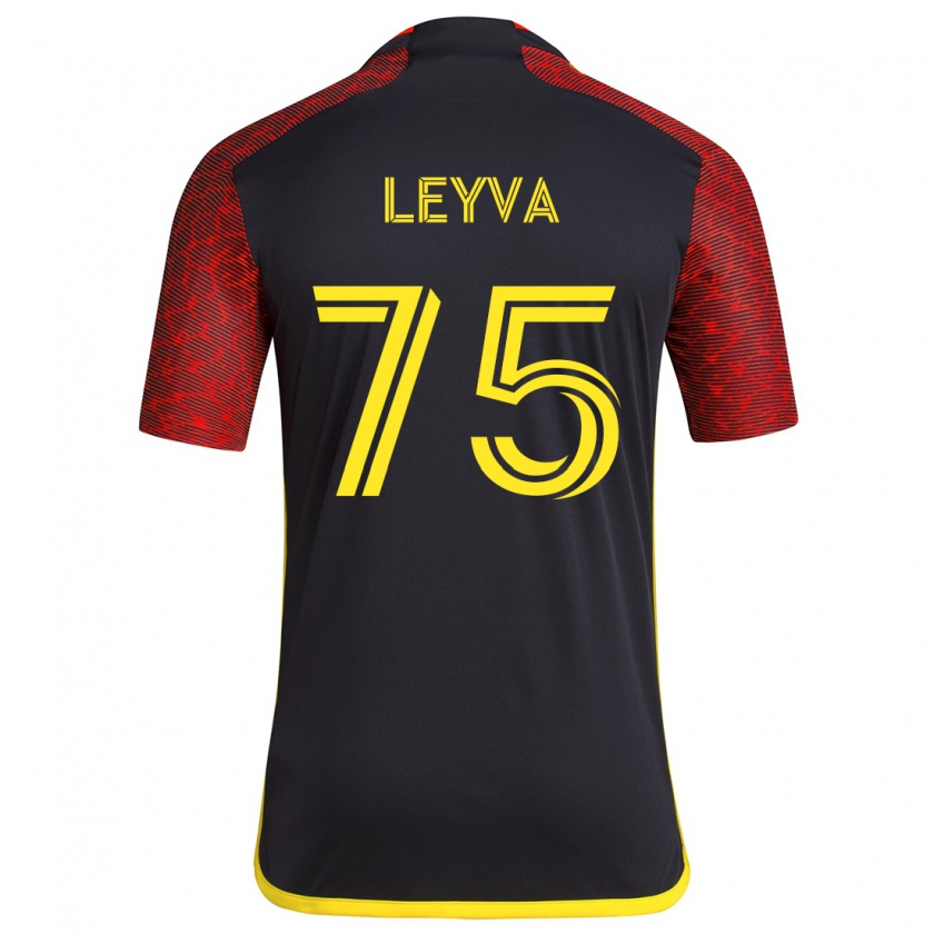 Kandiny Niño Camiseta Danny Leyva #75 Negro Rojo 2ª Equipación 2024/25 La Camisa Chile