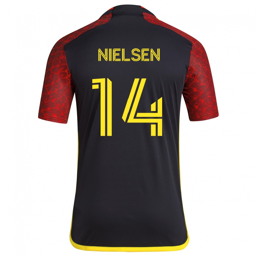 Kandiny Niño Camiseta Taylor Nielsen #14 Negro Rojo 2ª Equipación 2024/25 La Camisa Chile