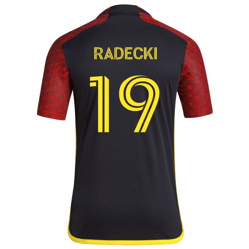 Kandiny Niño Camiseta Taylor Radecki #19 Negro Rojo 2ª Equipación 2024/25 La Camisa Chile