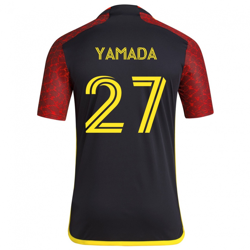 Kandiny Niño Camiseta Hikari Yamada #27 Negro Rojo 2ª Equipación 2024/25 La Camisa Chile