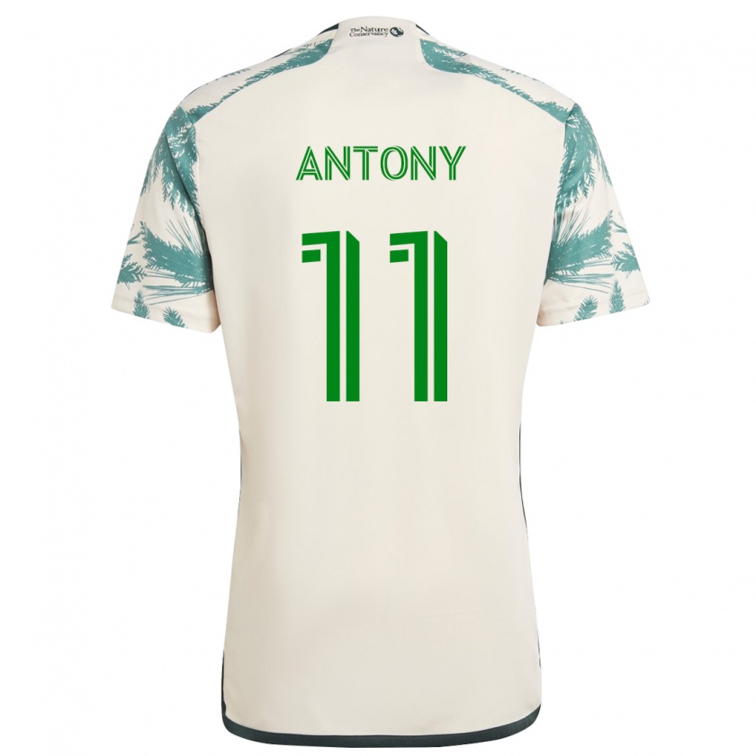 Kandiny Niño Camiseta Antony #11 Beige Marrón 2ª Equipación 2024/25 La Camisa Chile