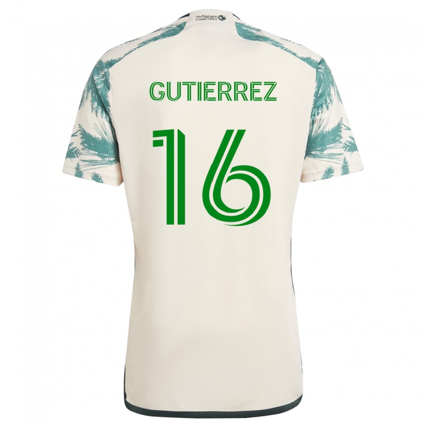 Kandiny Niño Camiseta Diego Gutiérrez #16 Beige Marrón 2ª Equipación 2024/25 La Camisa Chile