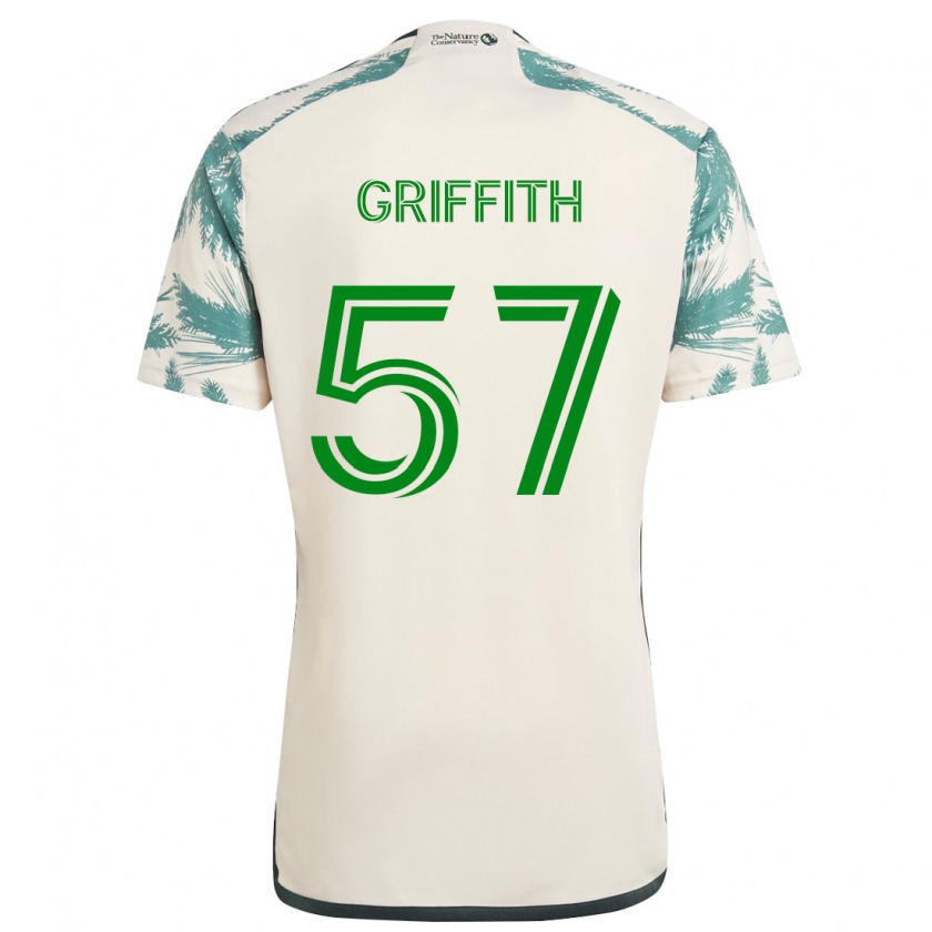 Kandiny Niño Camiseta Víctor Griffith #57 Beige Marrón 2ª Equipación 2024/25 La Camisa Chile