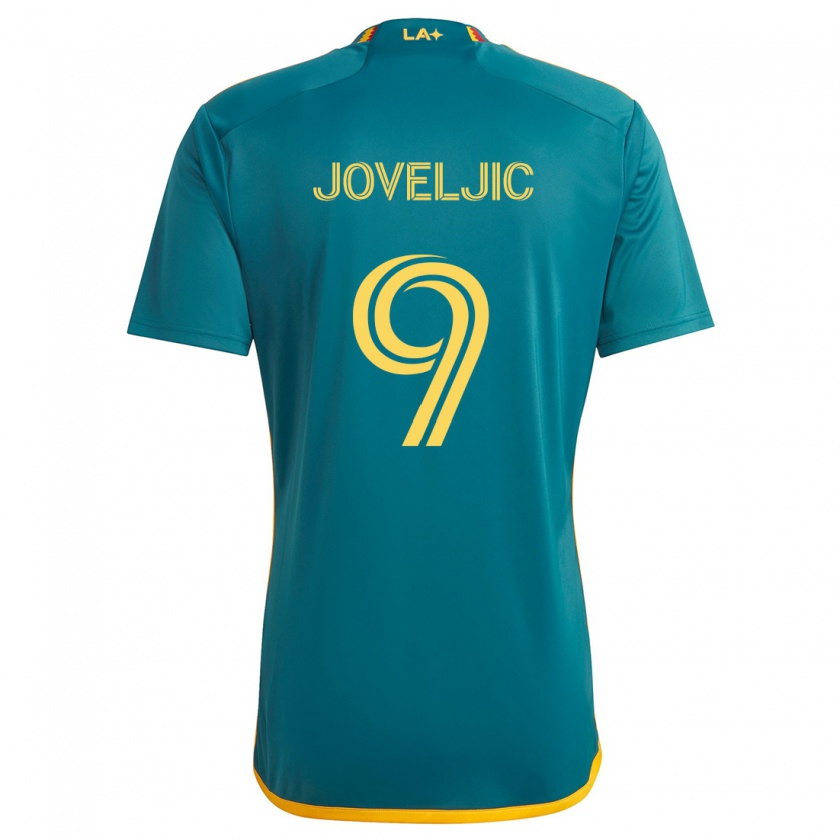 Kandiny Niño Camiseta Dejan Joveljic #9 Verde Amarillo 2ª Equipación 2024/25 La Camisa Chile