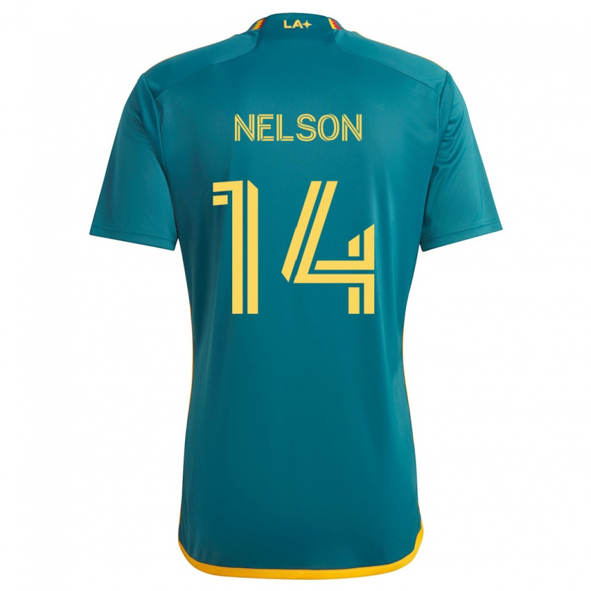 Kandiny Niño Camiseta John Nelson #14 Verde Amarillo 2ª Equipación 2024/25 La Camisa Chile