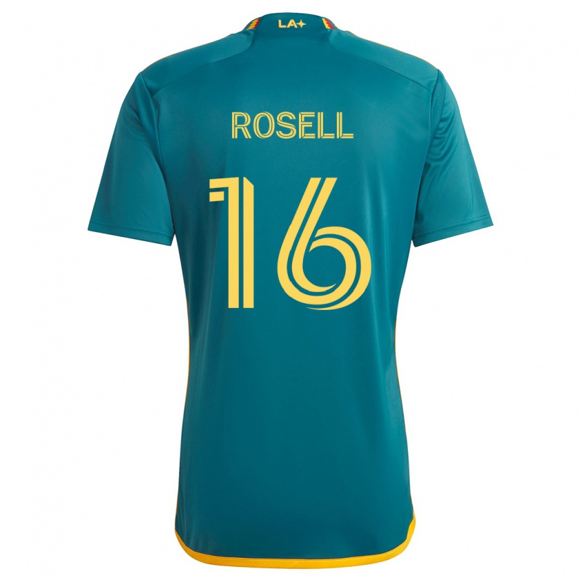 Kandiny Niño Camiseta Uri Rosell #16 Verde Amarillo 2ª Equipación 2024/25 La Camisa Chile