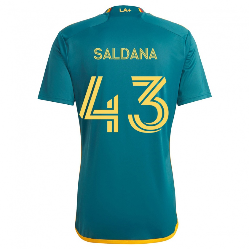 Kandiny Niño Camiseta Adam Saldaña #43 Verde Amarillo 2ª Equipación 2024/25 La Camisa Chile