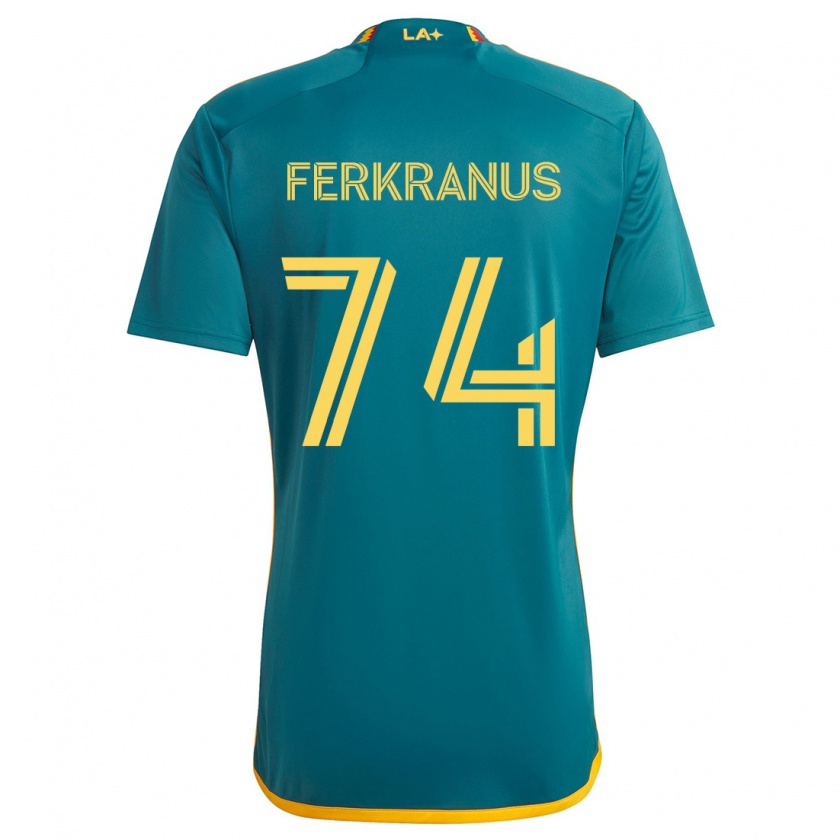 Kandiny Niño Camiseta Marcus Ferkranus #74 Verde Amarillo 2ª Equipación 2024/25 La Camisa Chile