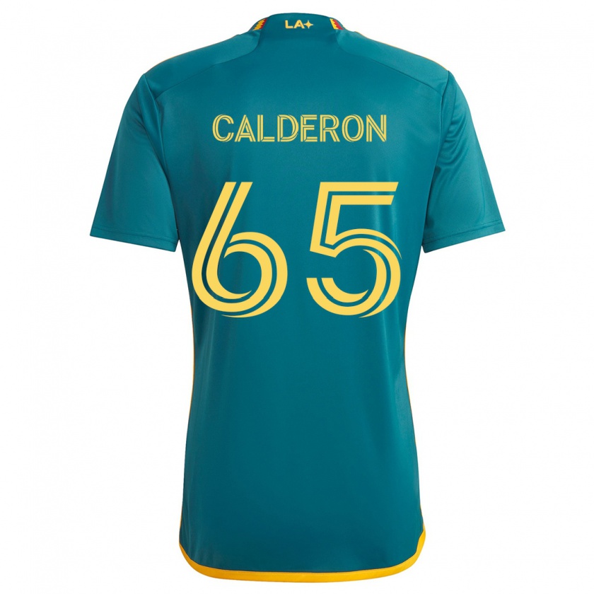 Kandiny Niño Camiseta Juan Calderón #65 Verde Amarillo 2ª Equipación 2024/25 La Camisa Chile