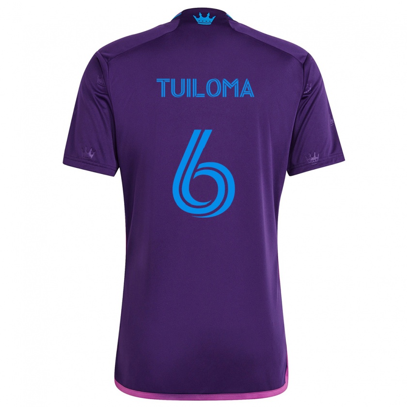 Kandiny Niño Camiseta Bill Tuiloma #6 Azul Morado 2ª Equipación 2024/25 La Camisa Chile