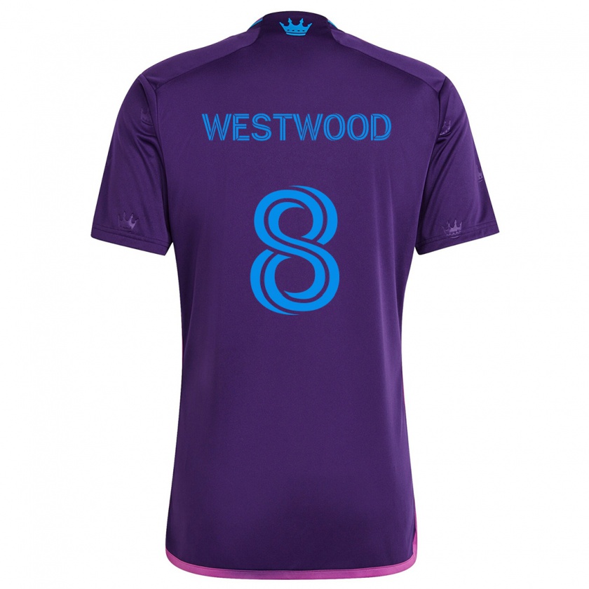 Kandiny Niño Camiseta Ashley Westwood #8 Azul Morado 2ª Equipación 2024/25 La Camisa Chile