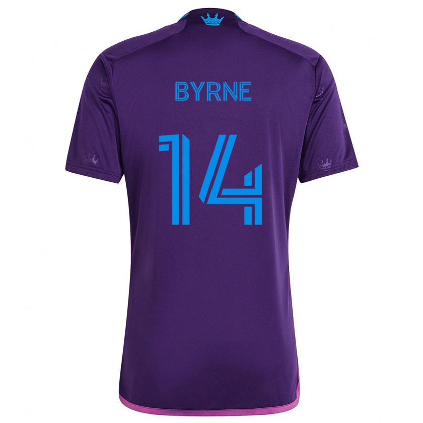 Kandiny Niño Camiseta Nathan Byrne #14 Azul Morado 2ª Equipación 2024/25 La Camisa Chile