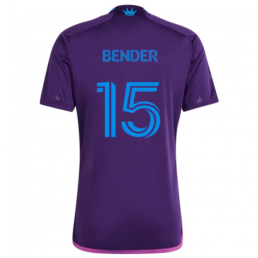 Kandiny Niño Camiseta Ben Bender #15 Azul Morado 2ª Equipación 2024/25 La Camisa Chile