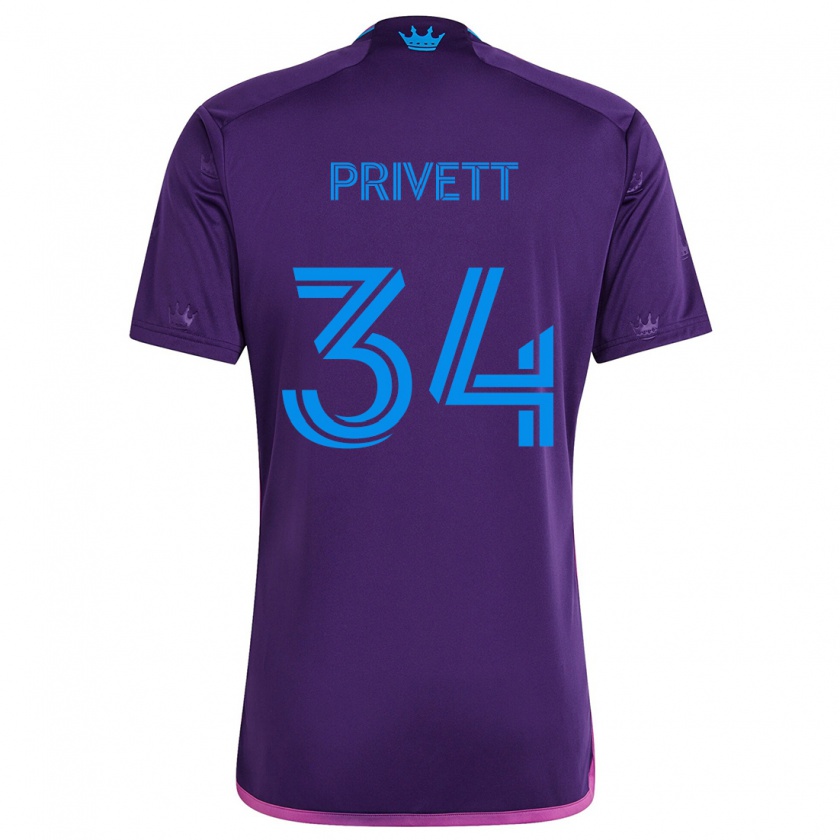 Kandiny Niño Camiseta Andrew Privett #34 Azul Morado 2ª Equipación 2024/25 La Camisa Chile