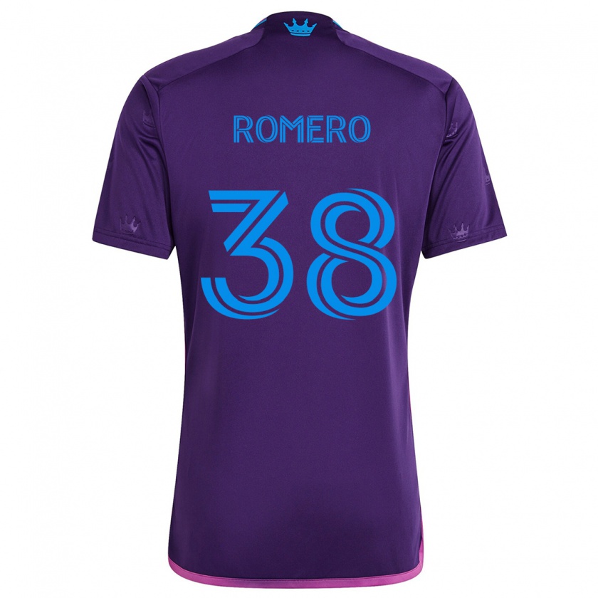 Kandiny Niño Camiseta Brian Romero #38 Azul Morado 2ª Equipación 2024/25 La Camisa Chile