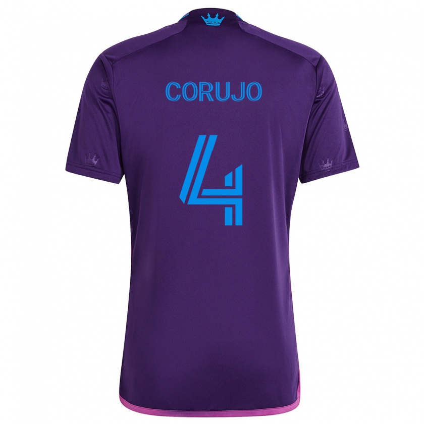 Kandiny Niño Camiseta Guzmán Corujo #4 Azul Morado 2ª Equipación 2024/25 La Camisa Chile