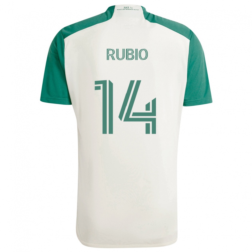 Kandiny Niño Camiseta Diego Rubio #14 Colores Tostados Verde 2ª Equipación 2024/25 La Camisa Chile