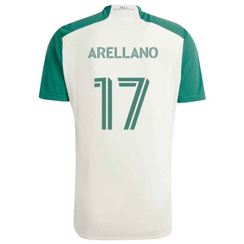 Kandiny Niño Camiseta Bryan Arellano #17 Colores Tostados Verde 2ª Equipación 2024/25 La Camisa Chile