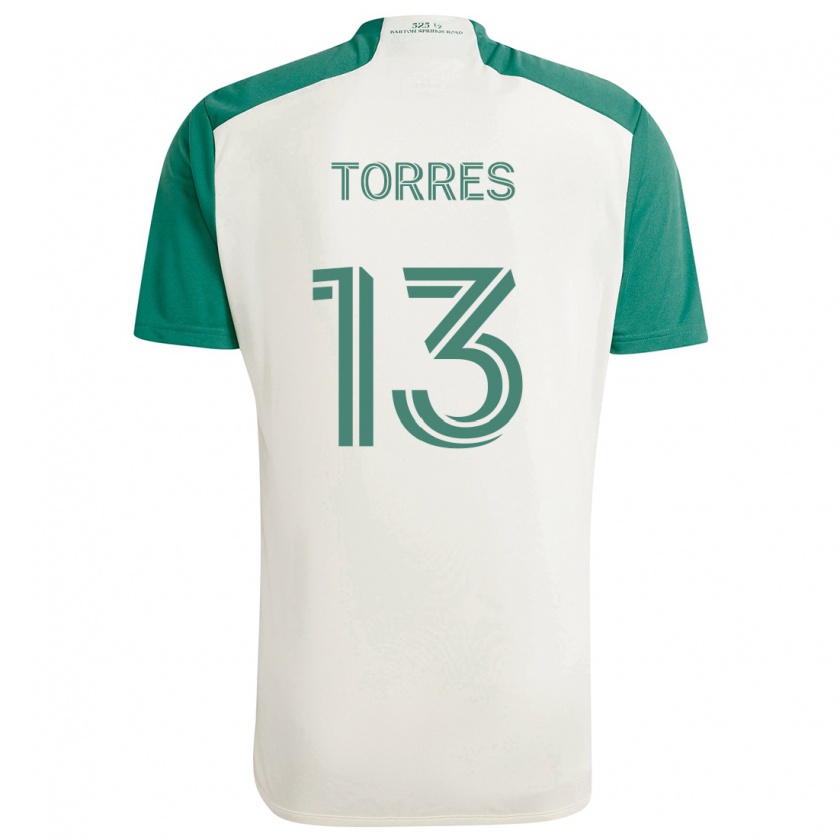 Kandiny Niño Camiseta Leo Torres #13 Colores Tostados Verde 2ª Equipación 2024/25 La Camisa Chile