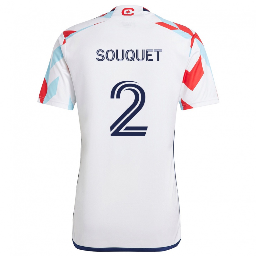 Kandiny Niño Camiseta Arnaud Souquet #2 Blanco Rojo Azul 2ª Equipación 2024/25 La Camisa Chile