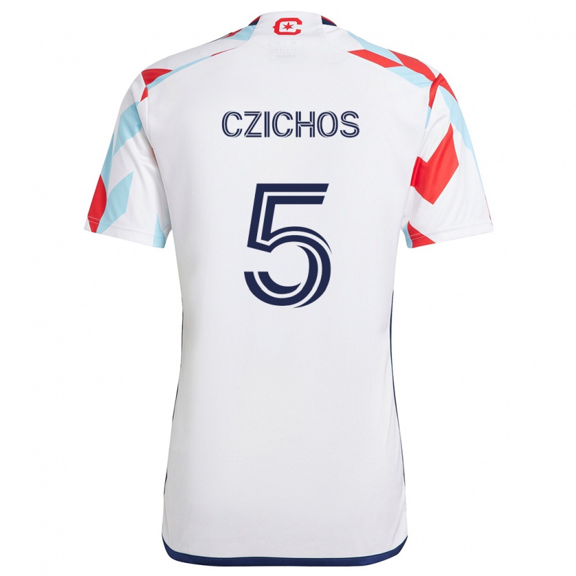 Kandiny Niño Camiseta Rafael Czichos #5 Blanco Rojo Azul 2ª Equipación 2024/25 La Camisa Chile