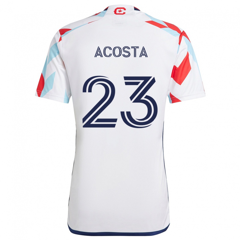 Kandiny Niño Camiseta Kellyn Acosta #23 Blanco Rojo Azul 2ª Equipación 2024/25 La Camisa Chile