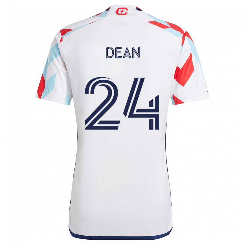 Kandiny Niño Camiseta Jonathan Dean #24 Blanco Rojo Azul 2ª Equipación 2024/25 La Camisa Chile