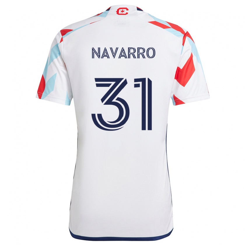 Kandiny Niño Camiseta Federico Navarro #31 Blanco Rojo Azul 2ª Equipación 2024/25 La Camisa Chile