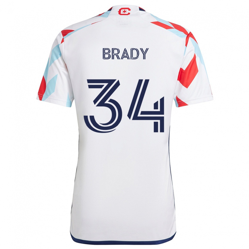 Kandiny Niño Camiseta Chris Brady #34 Blanco Rojo Azul 2ª Equipación 2024/25 La Camisa Chile